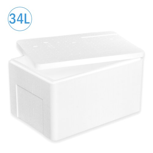 Thermobox Styrofoam box 34 liter cooling box shipping container for food, drinks, medication - Styrofoam made of EPS - reusable insulated box