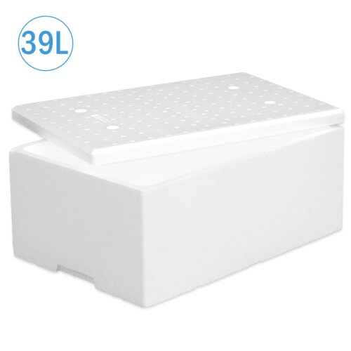 Thermobox Styrofoam box 39 liter cooler box shipping container for food, drinks, medication - Styrofoam made of EPS - reusable insulated box