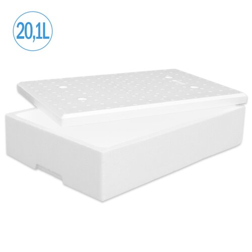 Thermobox Styrofoam box 20,1 liter cooler box shipping container for food, drinks, medication - Styrofoam made of EPS - reusable insulated box